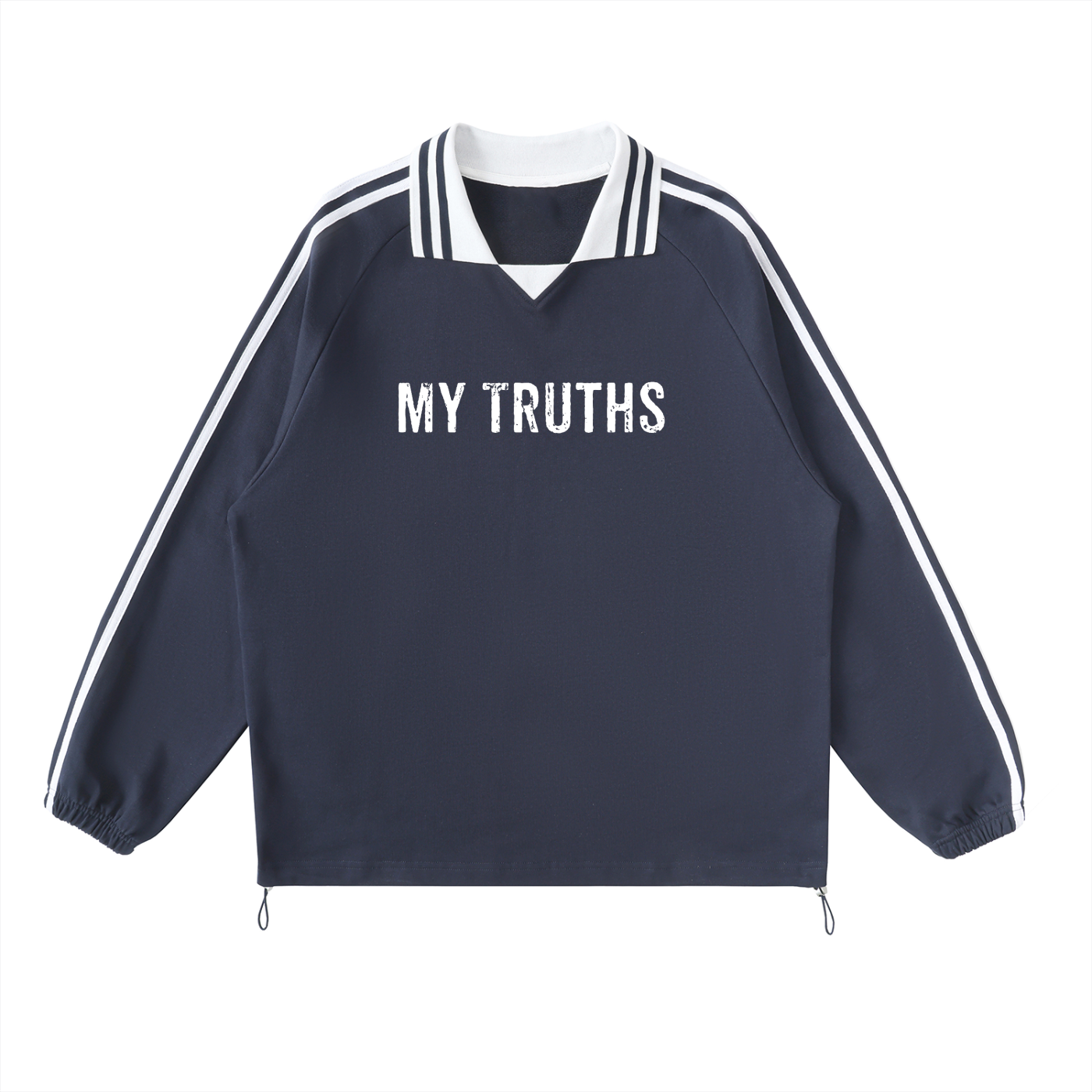 My Truths Contrast Striped Lapel Collar Sweatshirt