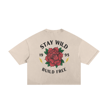 Stay Wild Build Free "Brown" Boxy Tee