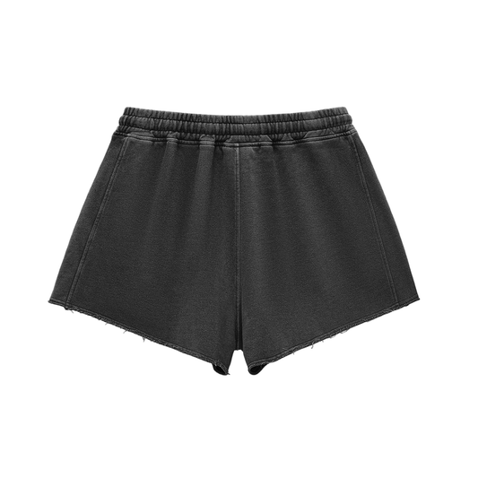 My Truths Snow Washed Raw Edge Drawstring Shorts