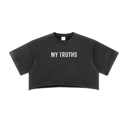 My Truths Snow Washed Raw Edge Crop Top
