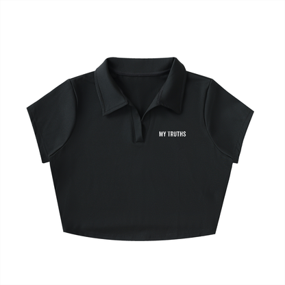 My Truths V-Neck Lapel Crop Top