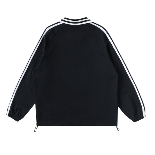 My Truths Contrast Striped Lapel Collar Sweatshirt