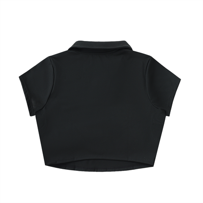 My Truths V-Neck Lapel Crop Top