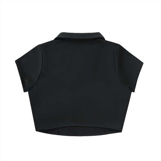 My Truths V-Neck Lapel Crop Top